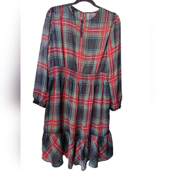 Jcrew Cinched-waist chiffon dress in Stewart tartan sz xl - Picture 6 of 7